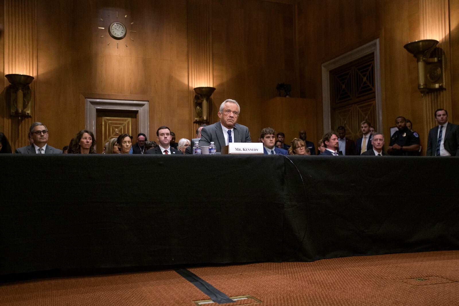 Robert F. Kennedy, Jr., President Trump's nominee to serve as Secretary of Health and Human Services, testifies during a confirmation hearing before the Senate Committee on Health, Education, Labor and Pensions on Capitol Hill, Thursday, Jan. 30, 2025, in Washington. (AP Photo/Rod Lamkey, Jr.)