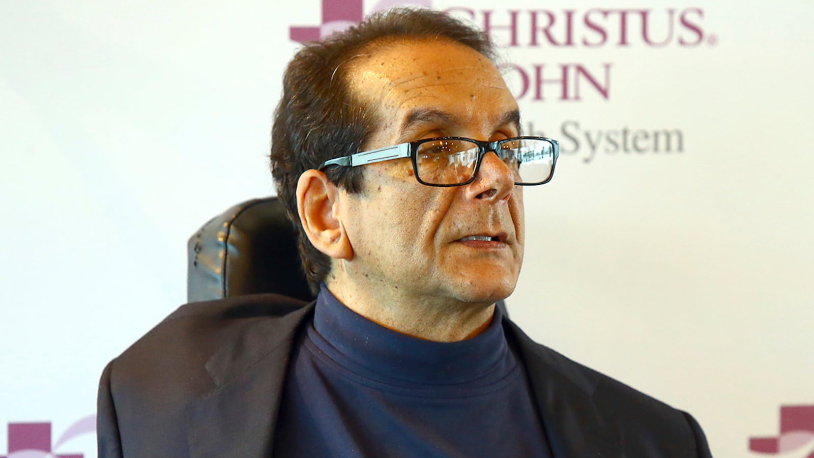 FILE - In this March 31, 2015 file photo,  Charles Krauthammer talks about getting into politics during a news conference in Corpus Christi, Texas.   (Gabe Hernandez/Corpus Christi Caller-Times via AP)