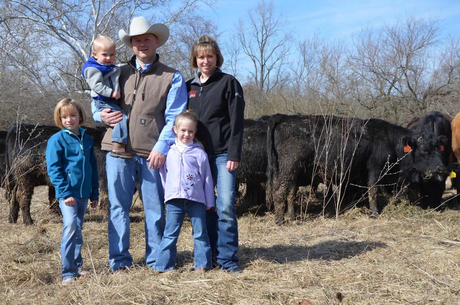 The Rittenhouse family of New Carlisle: Lara, Rylan, Scott, Lexi and Sasha. They are being featured in a series of Ohio Beef Council videos showing consumers where their beef comes from and how it is raised. Contributed photo