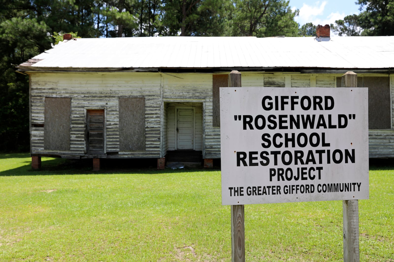 FILE - An old Rosenwald School in Gifford, S.C., on July 11, 2023. Jewish businessman Julius Rosenwald donated money to help build 5,000 schools for Black students across the American South a century ago. (AP Photo/Jeffrey Collins, File)