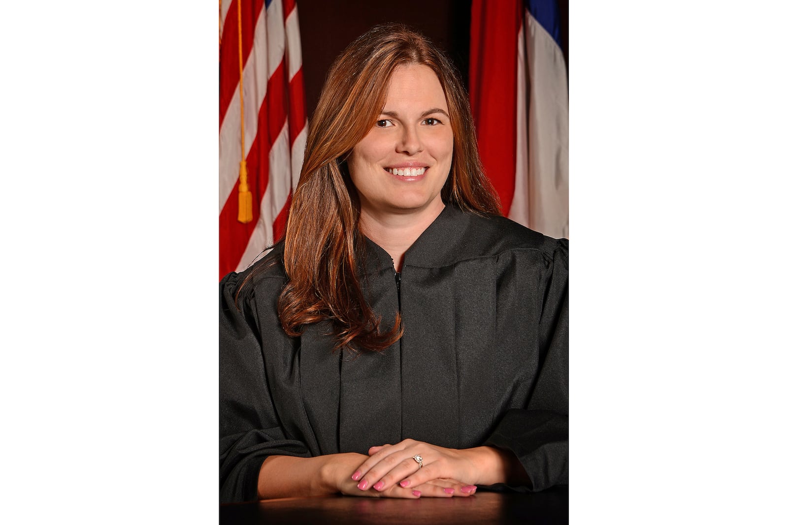 This undated photo provided by the North Carolina Administrative Office of the Courts in December 2024 shows North Carolina Supreme Court Associate Justice Allison Riggs. (Roger Winstead/North Carolina Administrative Office of the Courts via AP)