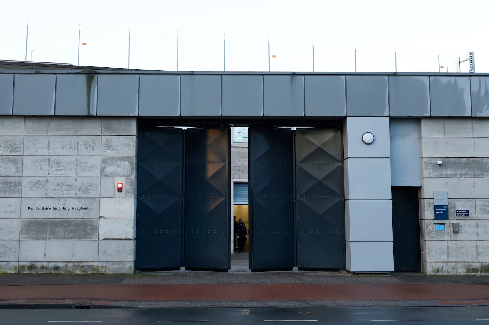 A general view of one of the entrances to the International Criminal Court detention center near The Hague in Scheveningen, Netherlands, Wednesday, March 12, 2025. (AP Photo/Omar Havana)