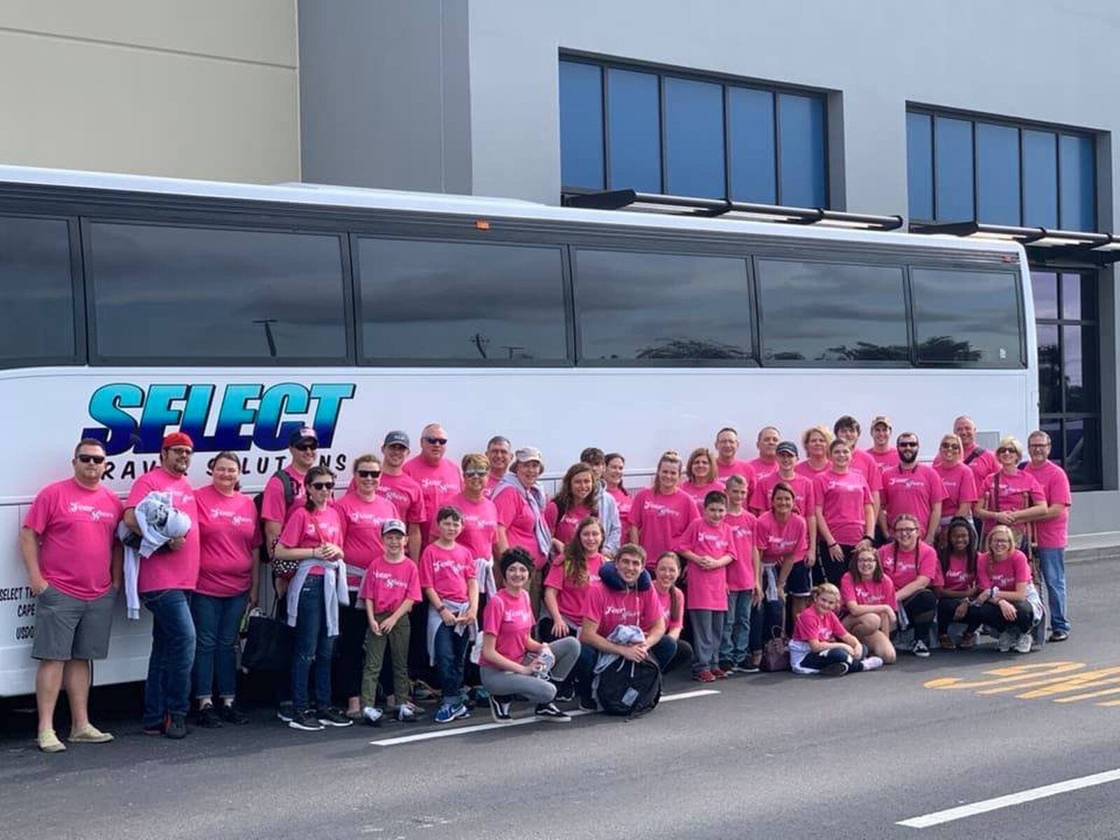 Stage 4 cancer patients and their families wore matching trip T-shirts as they boarded the chartered bus taking them to North Captiva Island, Florida in November 2018. CONTRIBUTED