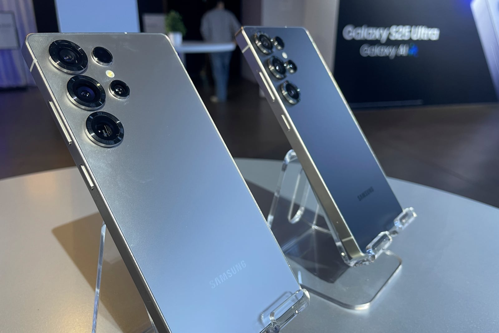 The new line of Samsung Galaxy S25 phones, with advanced camera and artificial intelligence capabilities, are unveiled at a media preview event in San Jose, Calif. on Tuesday, Jan. 21, 2025. (AP Photo/Haven Daily)