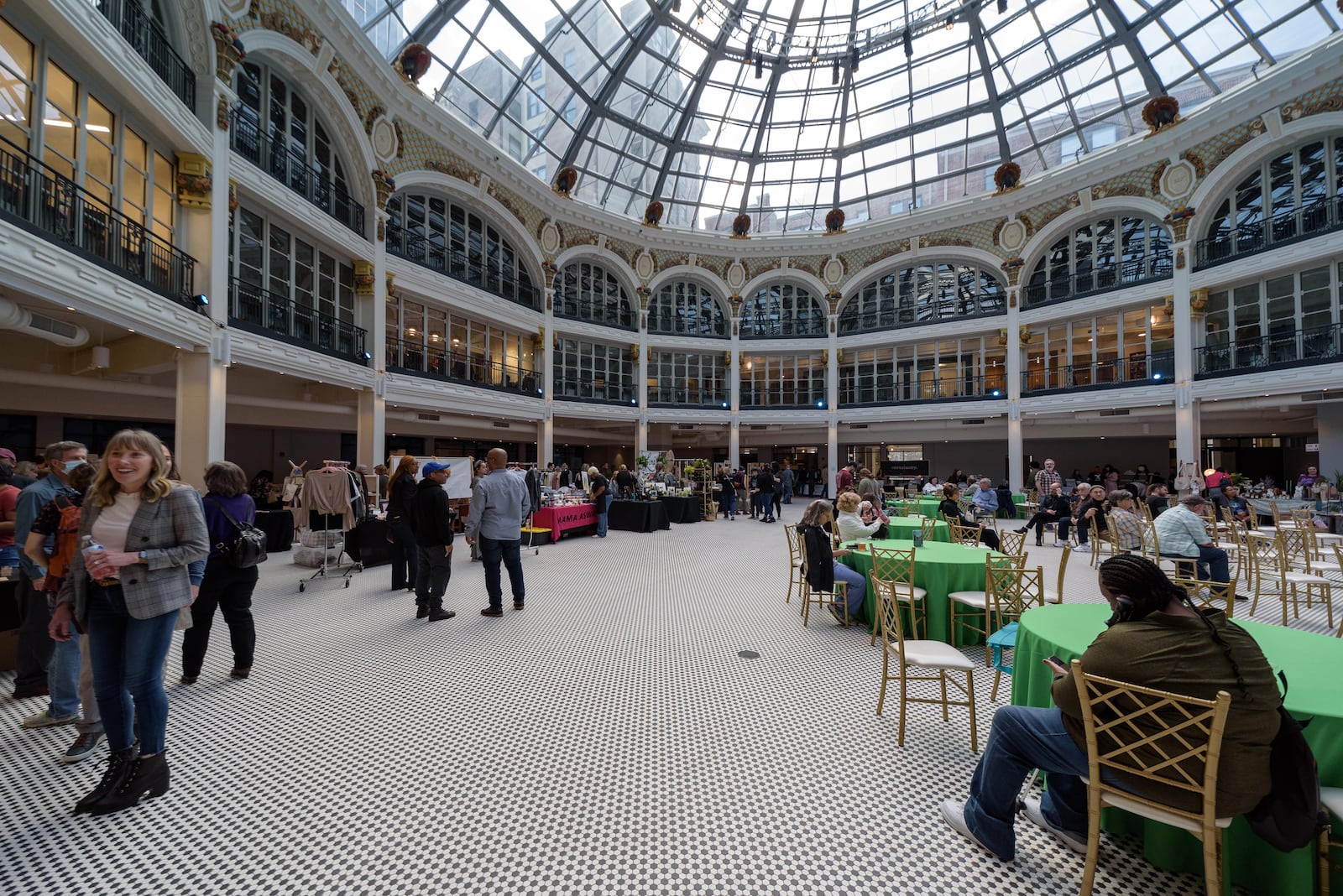 Spring Market Day at the Dayton Arcade in downtown Dayton was held on Wednesday, Mar. 23. The southern part of the Arcade Complex is open and thriving. The county land bank hopes to use state funds to help clean up some of the northern section. TOM GILLIAM / CONTRIBUTING PHOTOGRAPHER