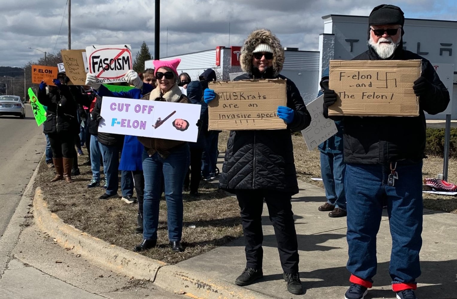 Tesla protest Moraine 2025