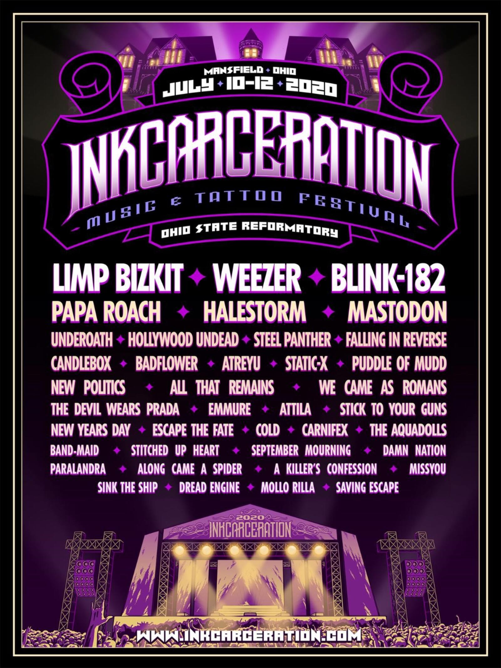 On July 10, 11 and 12 in 2020, the third annual INKCARCERATION Music and Tattoo Festival will be taking place at the Ohio State Reformatory in Mansfield.