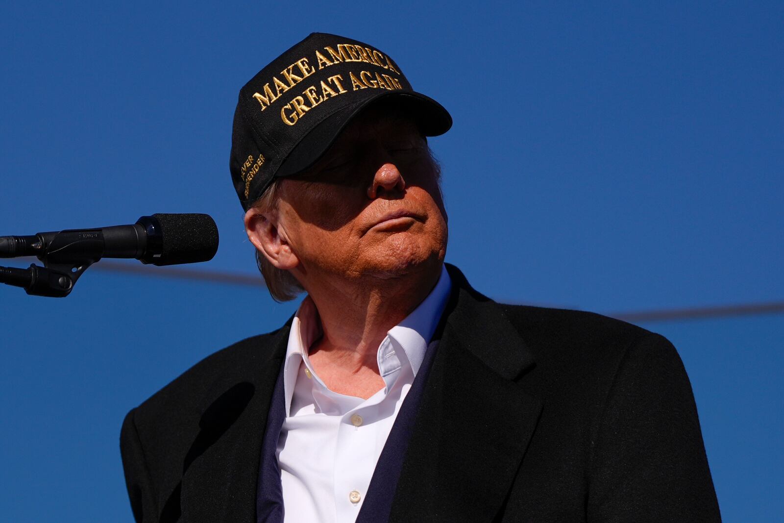 Republican presidential nominee former President Donald Trump speaks at a campaign rally at Albuquerque International Sunport, Thursday, Oct. 31, 2024, in Albuquerque, N.M. (AP Photo/Julia Demaree Nikhinson)