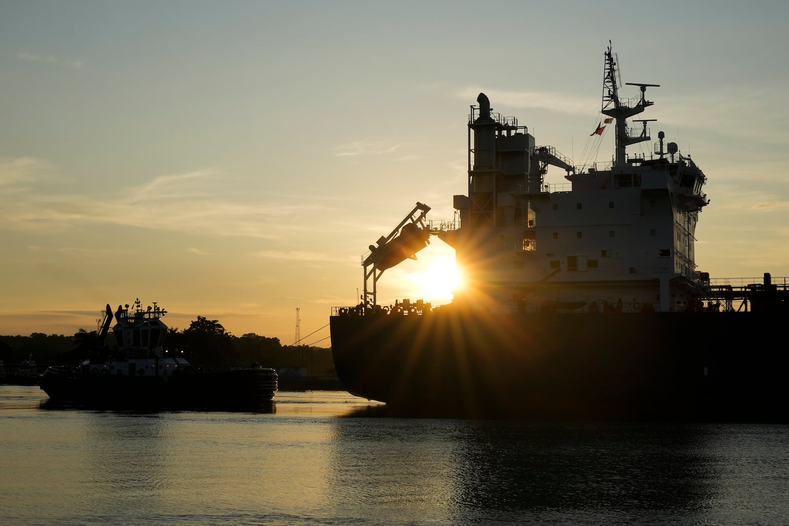 A ship navigates through the Agua Clara Locks of the Panama Canal in Colon, Panama, Monday, Sept. 2, 2024. (AP Photo/Matias Delacroix)