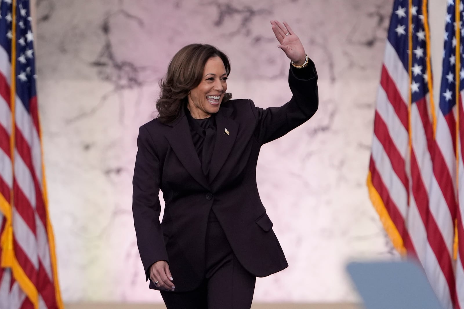 FILE - Vice President Kamala Harris arrives to deliver a concession speech for the 2024 presidential election on the campus of Howard University in Washington, Wednesday, Nov. 6, 2024. (AP Photo/J. Scott Applewhite, File)