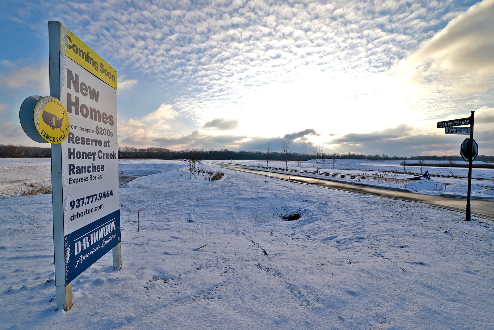 The Honey Creek housing development is progressing Friday, Jan. 3, 2025 with streets and signs. The only thing missing is the houses. BILL LACKEY/STAFF