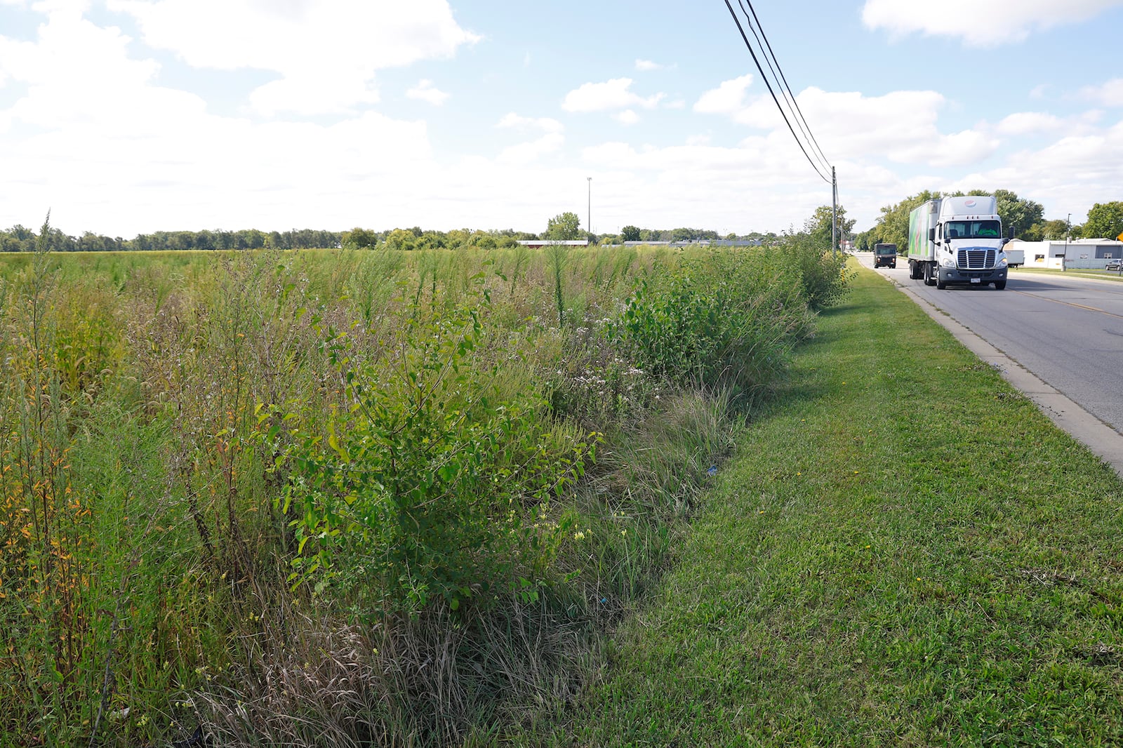 A field along North Dayton Lakeview Road, north of New Carlisle, where a housing development is proposed. BILL LACKEY/STAFF