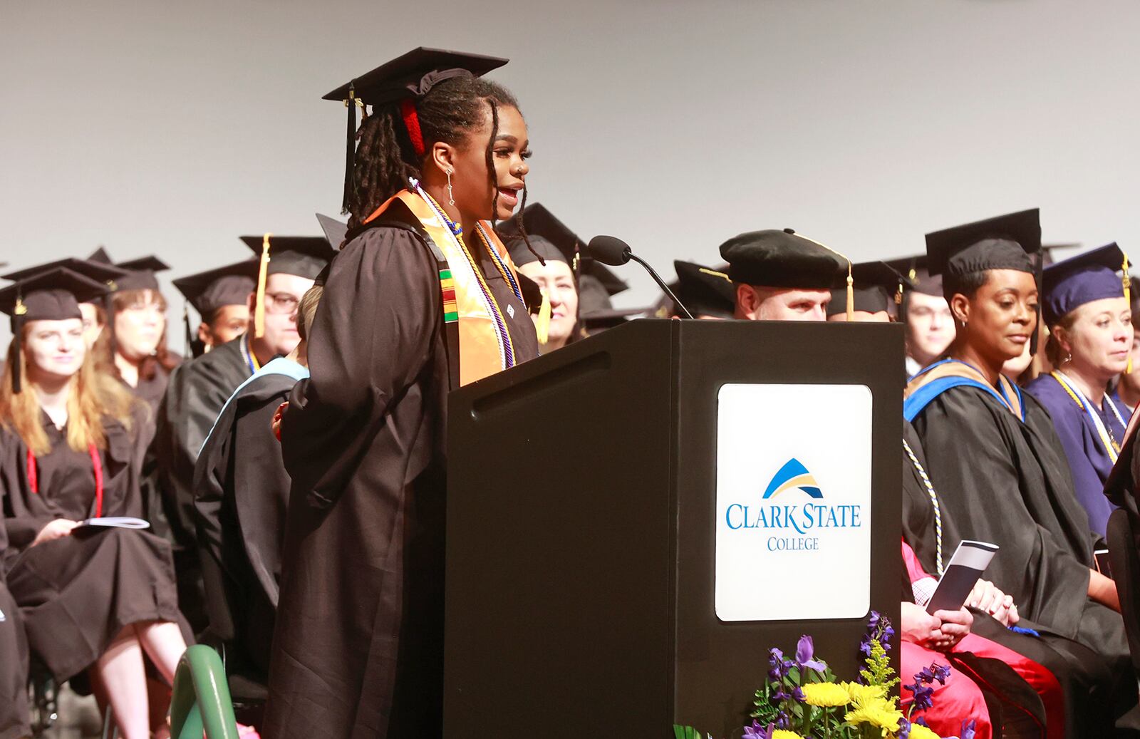 Autumn Hickman was the student speaker at Clark State College's morning Commencement Ceremony in May of 2023. BILL LACKEY/STAFF