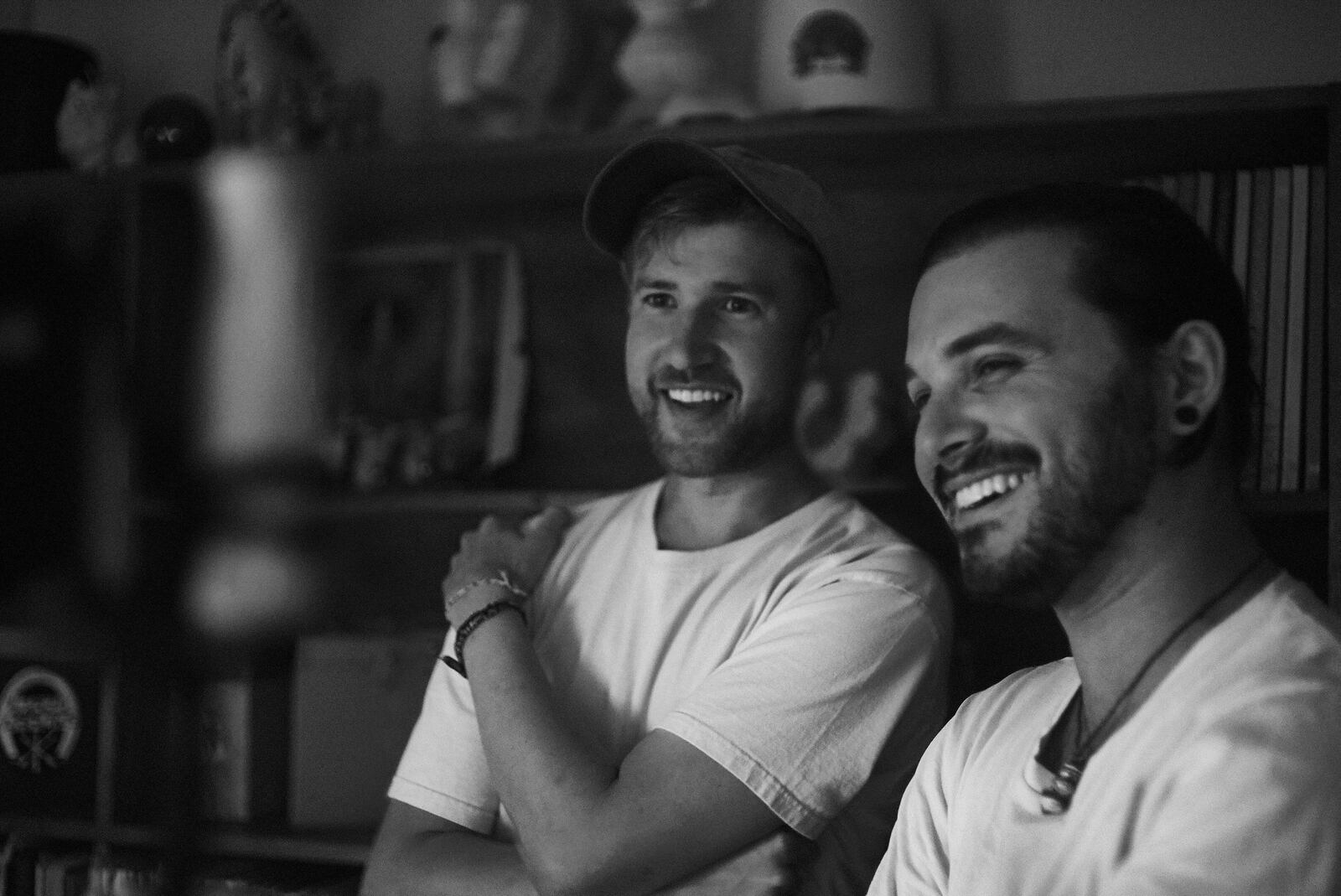 Co-directors Noah Dixon, left, and Ori Segev behind the scenes directing their first feature film "Poser," which was shot in Columbus in 2019. The film has its premiere on June 10 in New York City. Contributed photo