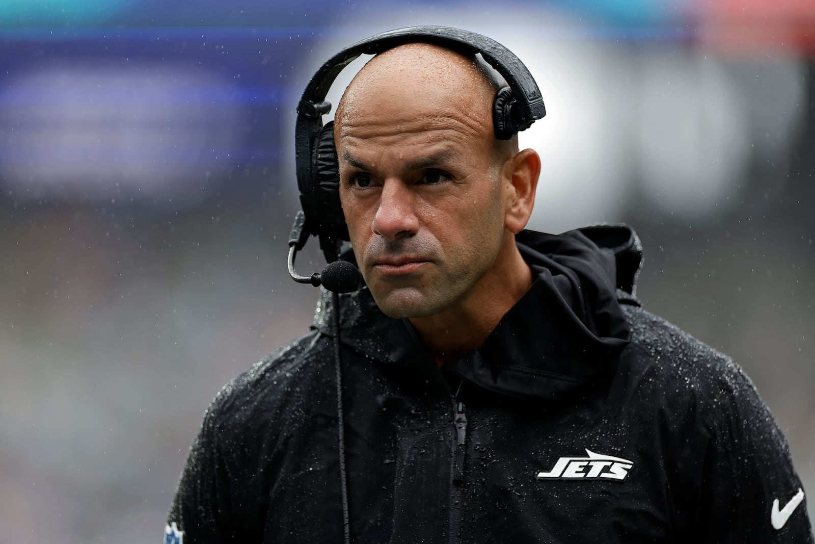 FILE - New York Jets head coach Robert Saleh looks on during an NFL football game against the Denver Broncos, Sept. 29, 2024, in East Rutherford, N.J. (AP Photo/Adam Hunger, file)