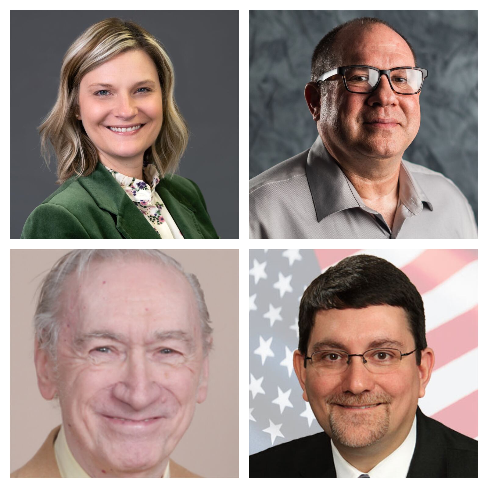 Candidates Amy Cox, David Esrati, Joseph Kuzniar and Tony Pombo are running for Congress.