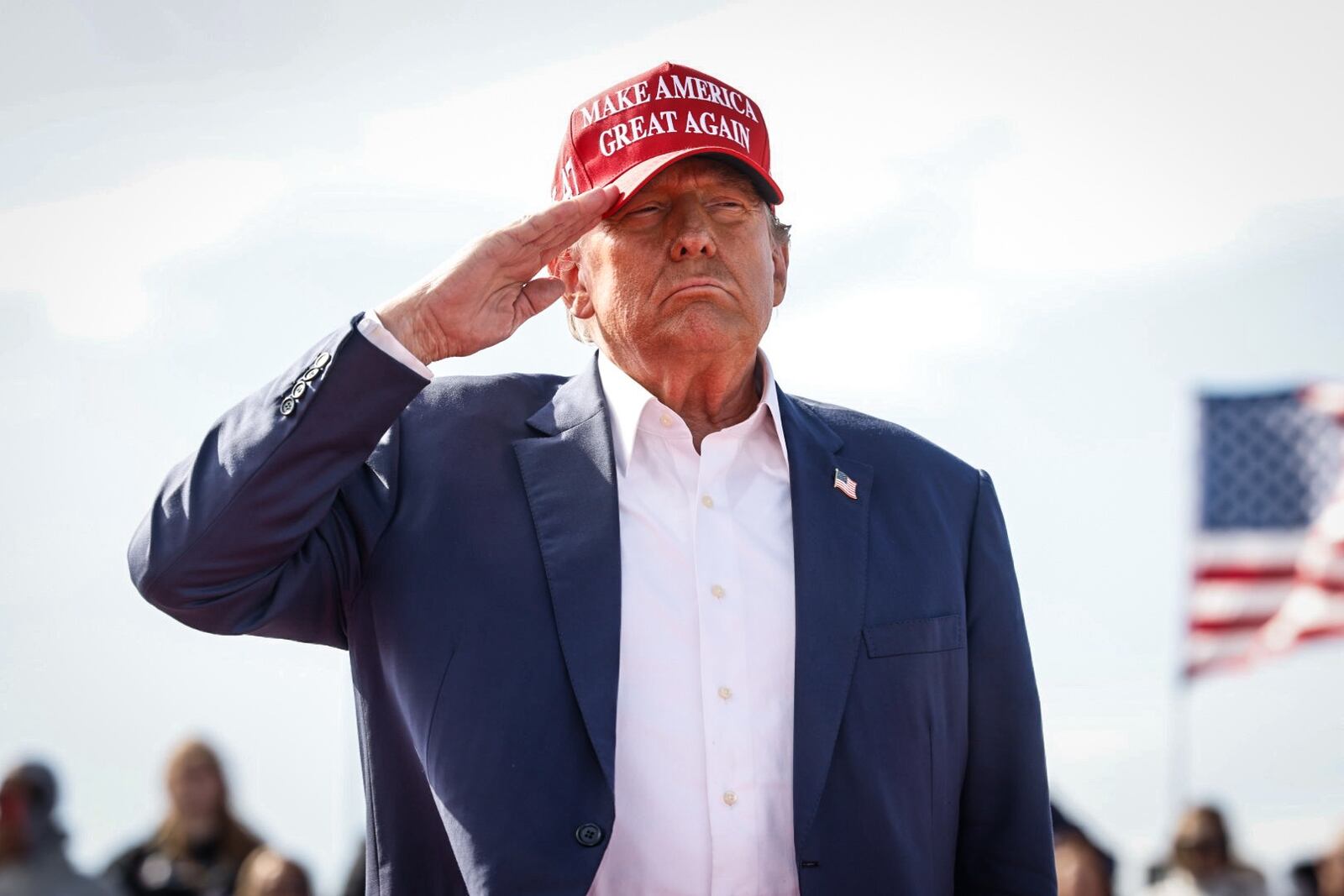 Republican candidate for president Donald Trump speaks at Wright Bros Aero. Jim Noelker/Staff