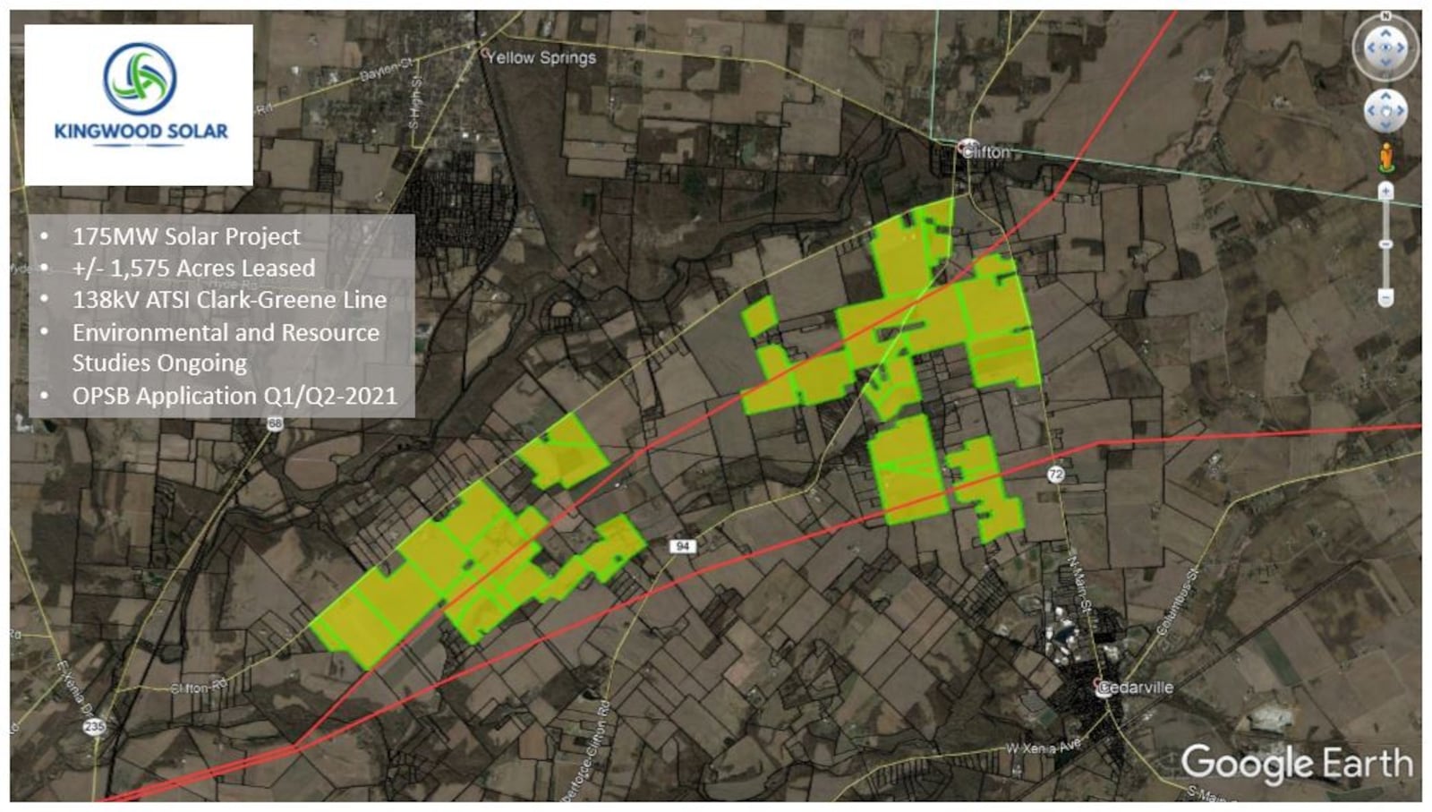 DO NOT USE-THIS IS OUTDATED MAP A picture from a presentation to Greene County Commissioners about the proposed Kingwood Solar utility-scale solar energy generation project. CONTRIBUTED