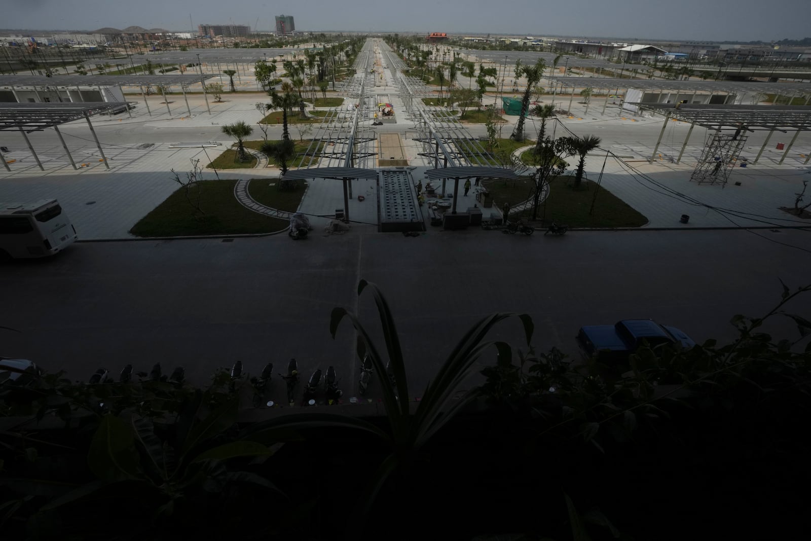 An overview in front an under construction of a new airport of Techo International Airport at the outskirts of Phnom Penh Cambodia, Friday, March 21, 2025. (AP Photo/Heng Sinith)