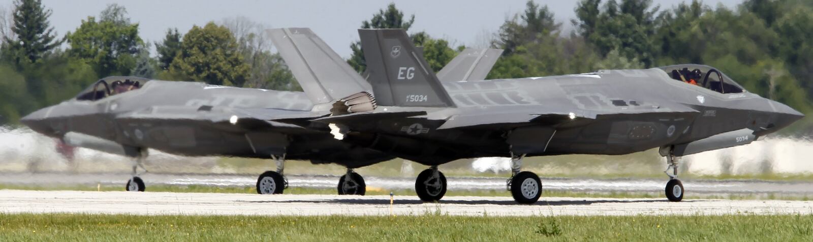 Two F-35s that visited the Dayton Air Show in 2016.  TY GREENLEES / STAFF FILE PHOTO