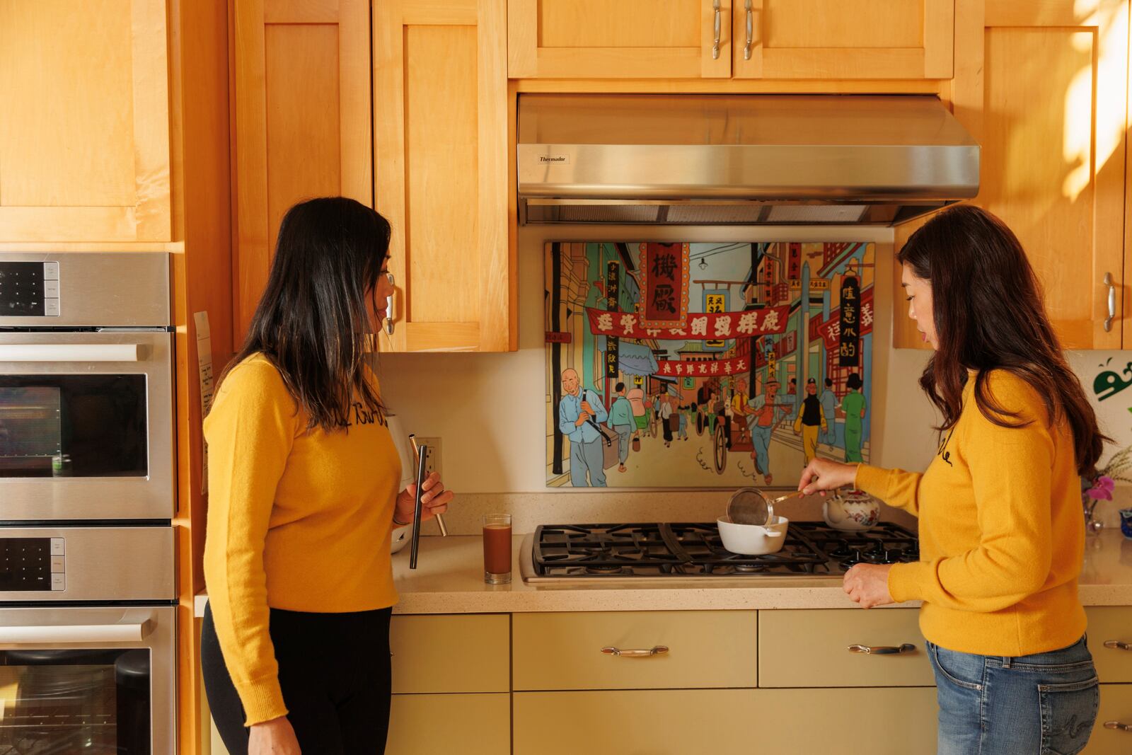 Twrl co-founders Pauline Ang and Olivia Chen prepare boba on Monday, Oct. 21, 2024, in Palo Alto, Calif. (AP Photo/Juliana Yamada)