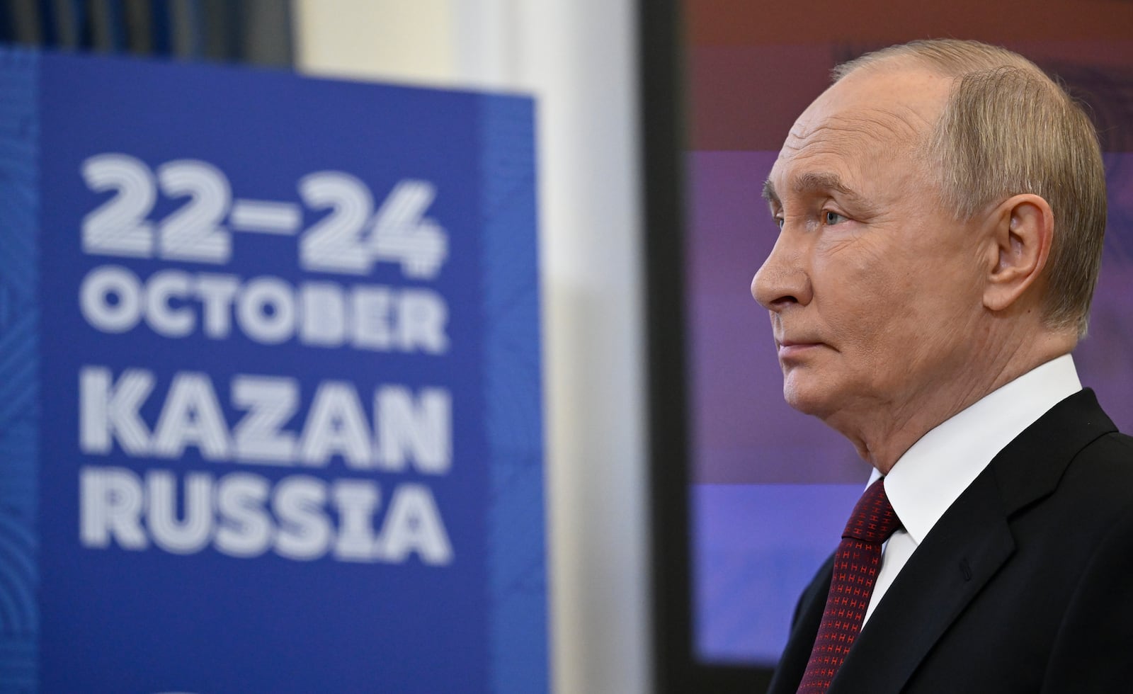 Russian President Vladimir Putin attends his meeting with President of the New Development Bank Dilma Rousseff on the sidelines of BRICS Summit at Kazan Kremlin in Kazan, Russia, Tuesday, Oct. 22, 2024. (Alexander Nemenov, Pool Photo via AP)