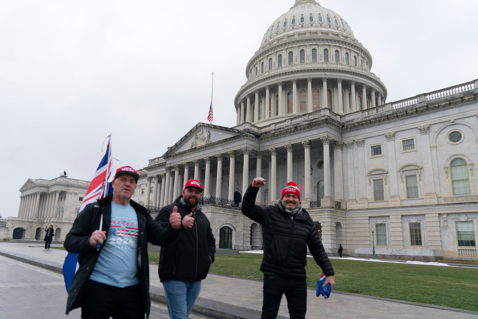 Supporters of President-elect Donald Trump celebrate outside of the U.S. Capitol, Sunday, Jan. 19, 2025, in Washington. (AP Photo/Jose Luis Magana)