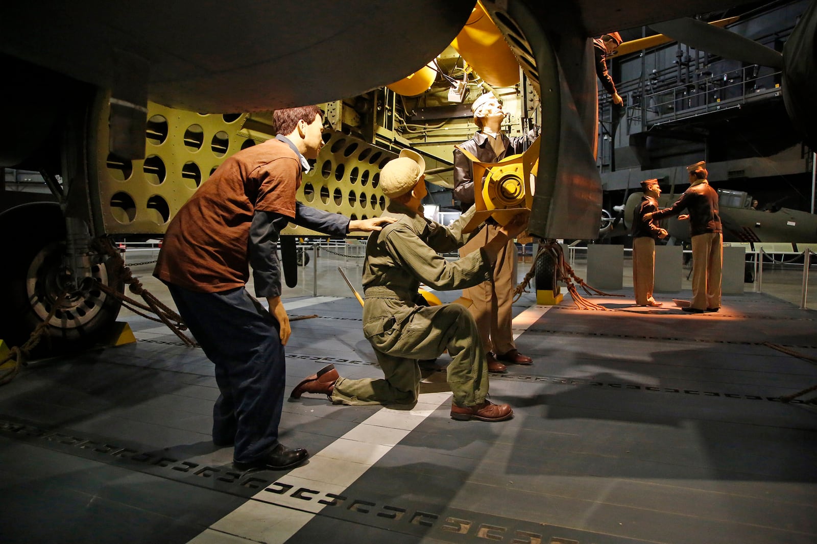 Aircrew load bombs into a B-25 aboard the USS Hornet in the Doolittle Raiders exhibit.  The National Museum of the United States Air Force has a virtual tour. TY GREENLEES / STAFF