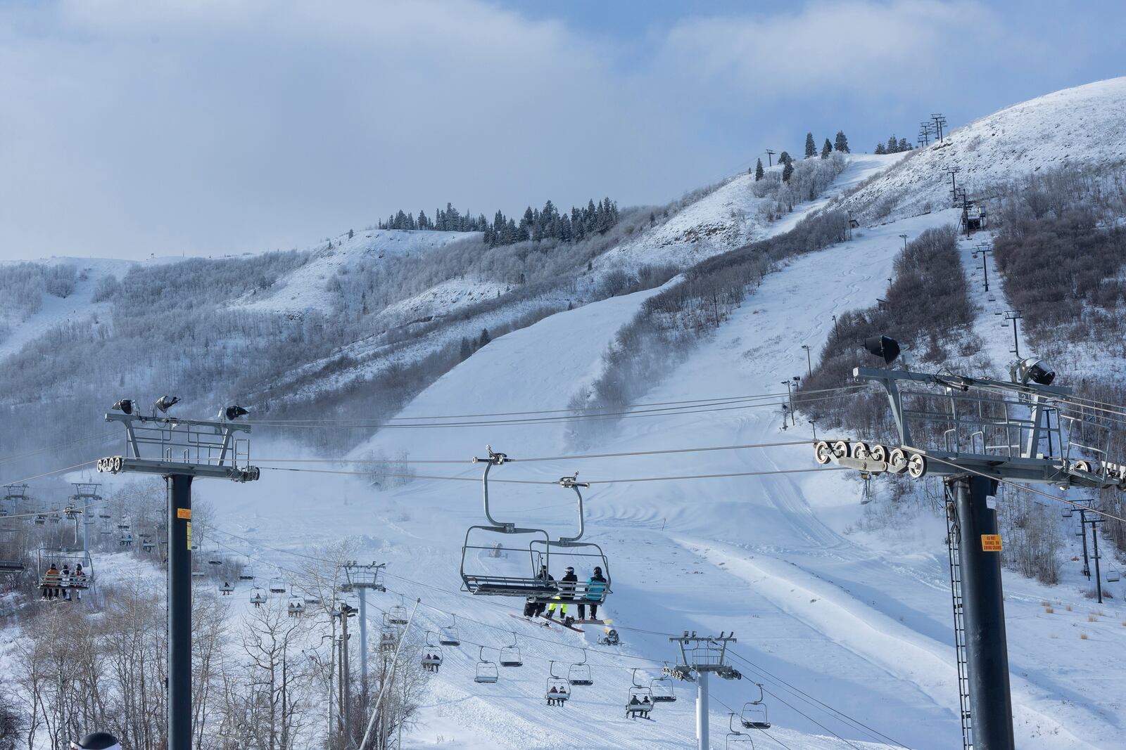 Park City Ski Resort lines and lifts are shut down due to the strike by the Park City Ski Patrol requesting livable wages in Park City, Utah, Tuesday, Jan 7. 2025. (AP Photo/Melissa Majchrzak)