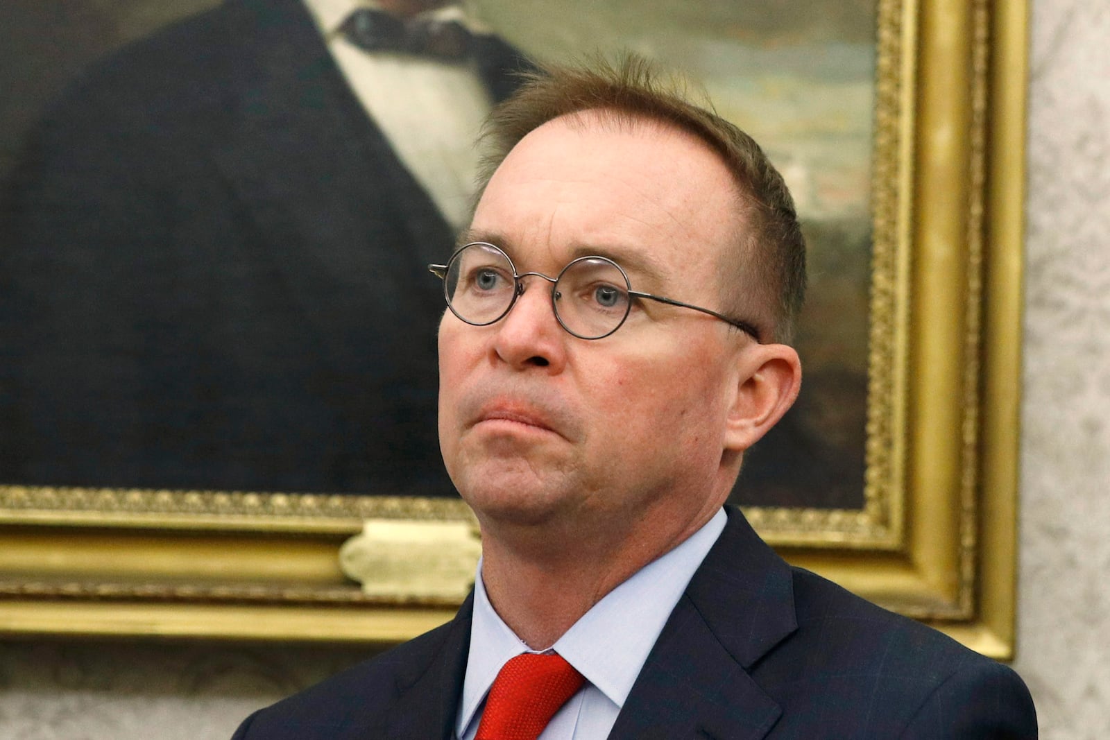 FILE - Acting chief of staff Mick Mulvaney is pictured in the Oval Office at the White House in Washington, Nov. 13, 2019. (AP Photo/Patrick Semansky, File)