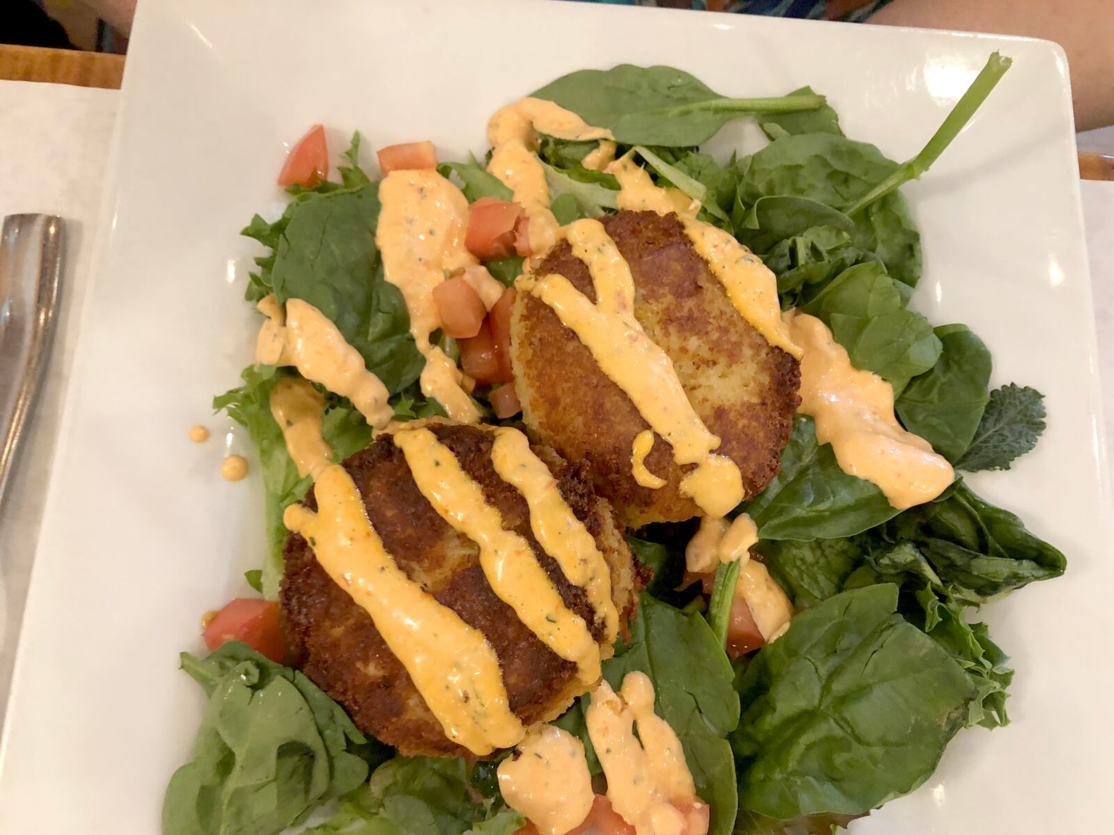 Citrus crab cakes at Cobblestone Village Cafe, Home Interiors and Gifts, 10 North Main St. in downtown Waynesville.