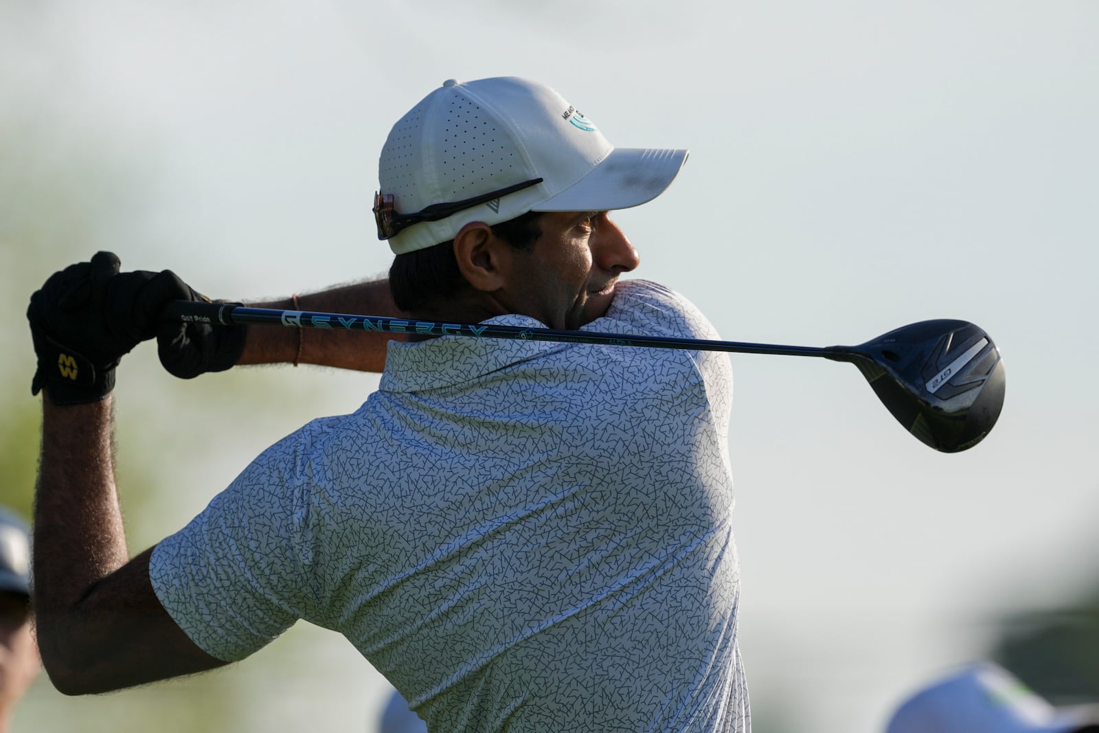 Aaron Rai, of England, watches his tee shot on the 14th hole during the second round of the Mexico Open golf tournament in Puerto Vallarta, Mexico, Friday, Feb. 21, 2025. (AP Photo/Fernando Llano)