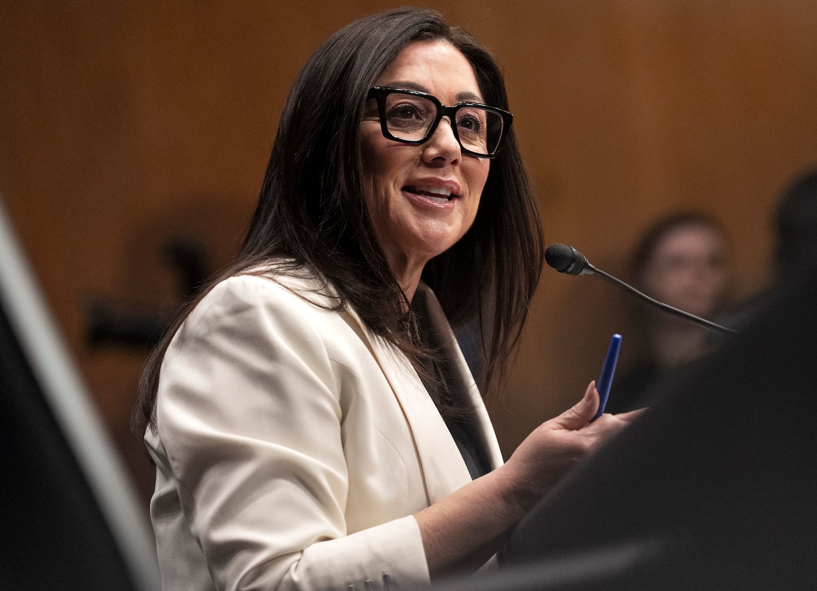 Lori Chavez-DeRemer attends a hearing of the Senate Health, Education, Labor, and Pensions Committee on her nomination for Secretary of Labor, Wednesday, Feb. 19, 2025, on Capitol Hill in Washington. (AP Photo/Jacquelyn Martin)