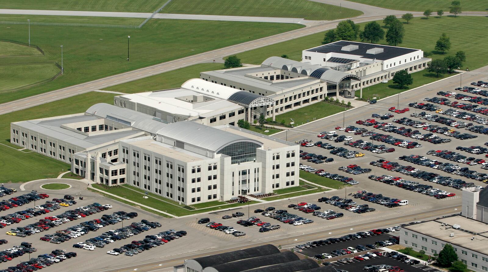 Aerial view of the Acquisition Management Complex at Wright-Patterson Air Force Base Area B in 2005. FILE