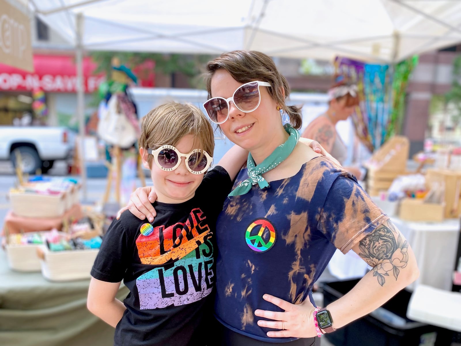 Designer and entrepreneur Val Smith with her son, Leo.