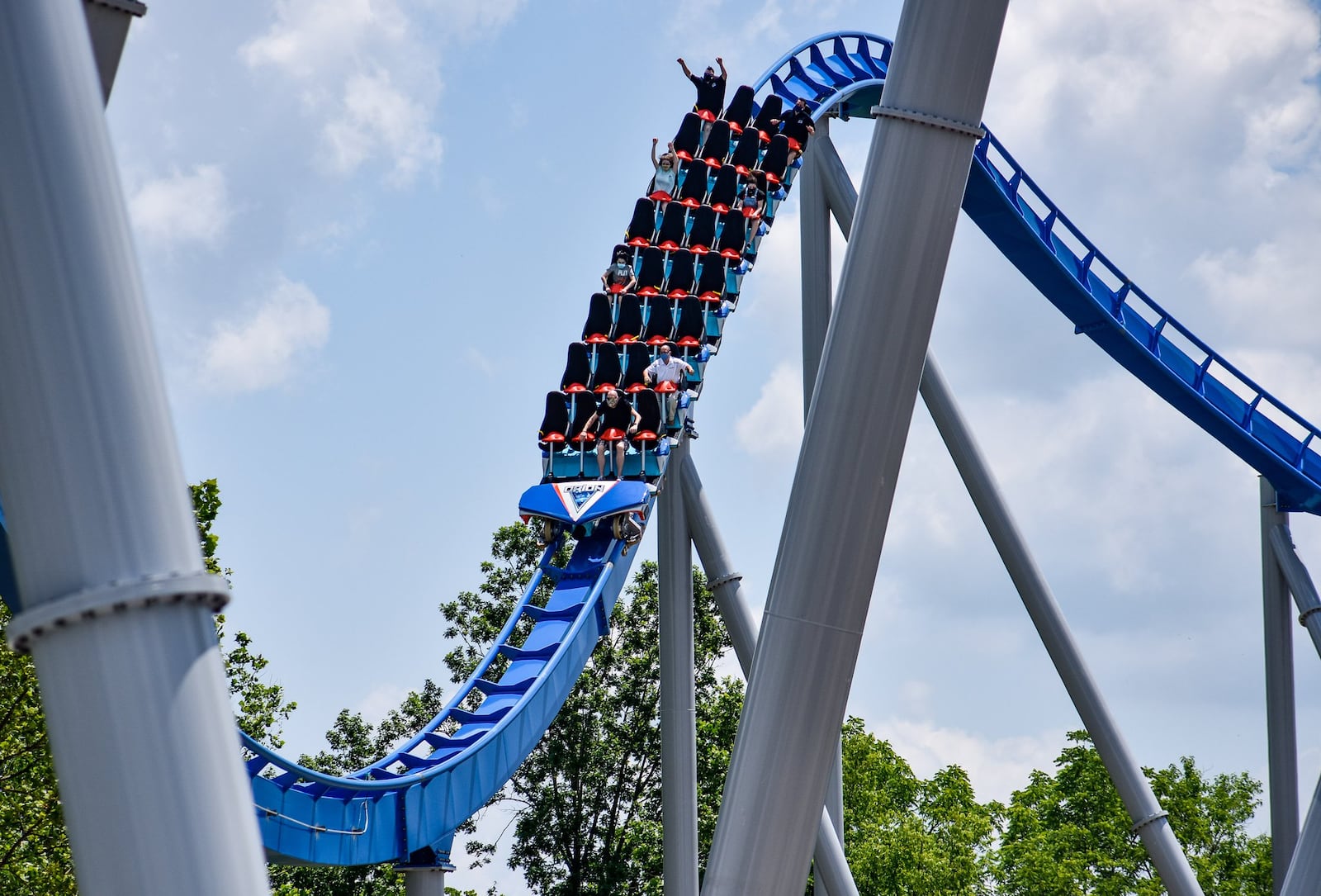 The Orion giga coaster is new this year in the new Area 72 at Kings Island in Mason. Orion is 5,321 feet long, 287 feet tall with a first drop of 300 feet and will reach speeds up to 91 miles per hour. NICK GRAHAM / STAFF