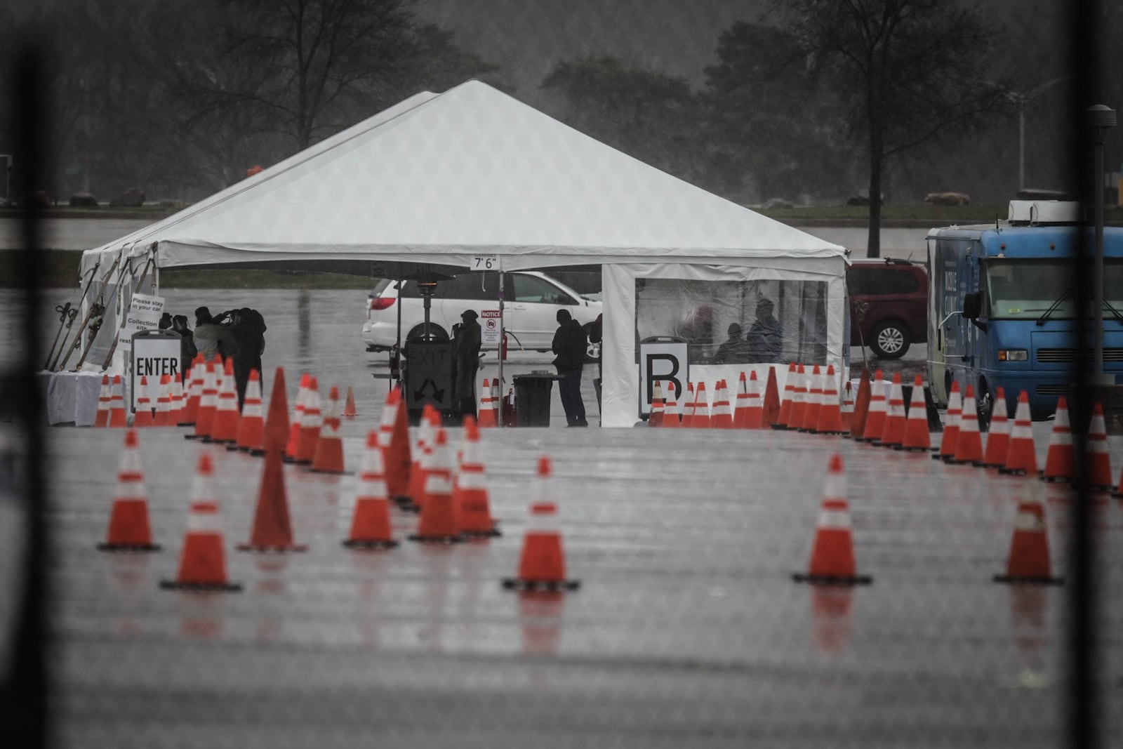 For the second day, Premier Health in collaboration with the University of Dayton tested people for COVID-19 at the University of Dayton Arena parking lot. JIM NOELKER/STAFF