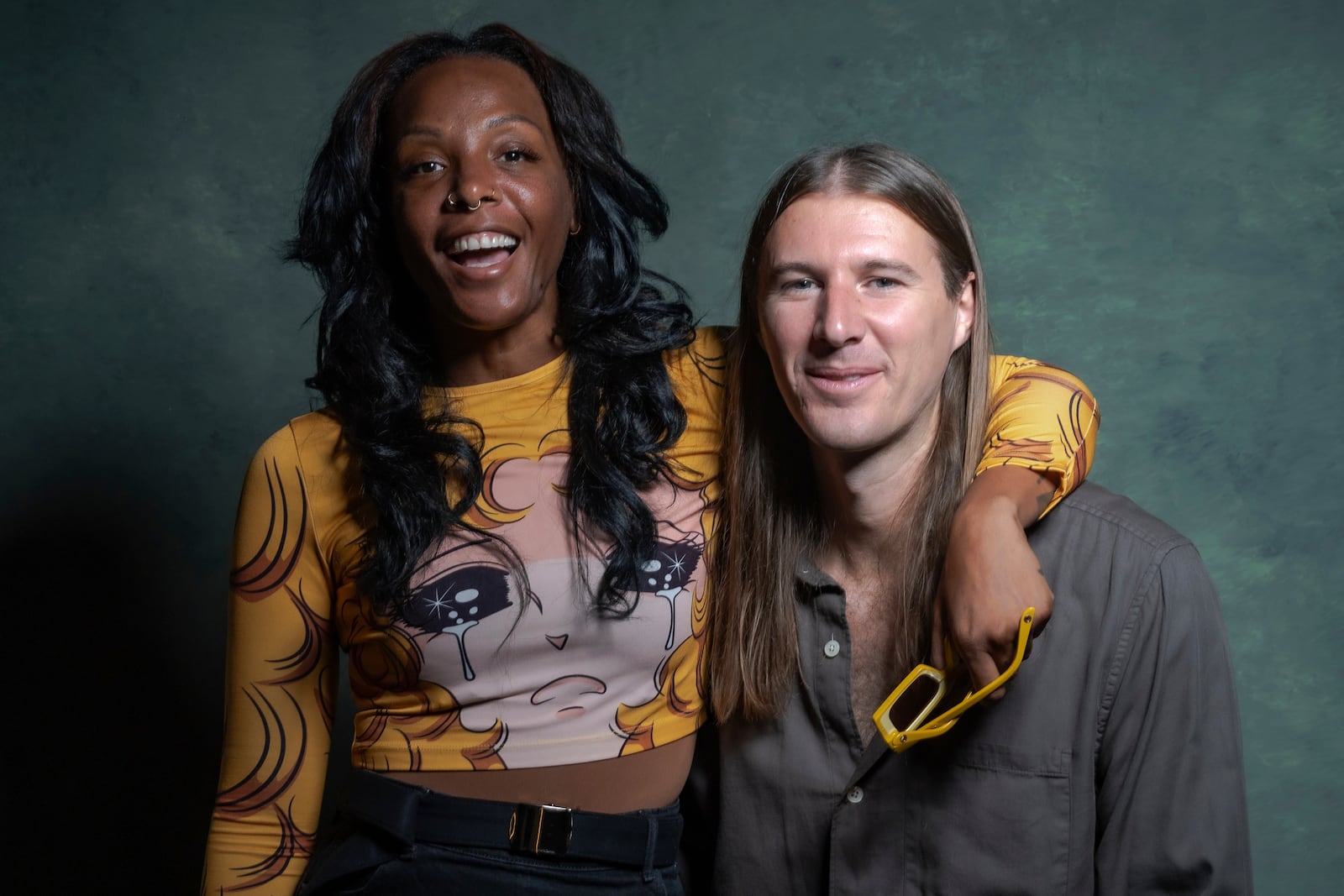 Dawn Richard, left, and Spencer Zahn pose for a portrait to promote the album "Quiet in a World Full of Noise" in Los Angeles on Thursday, Oct. 10, 2024. (AP Photo/Damian Dovarganes)