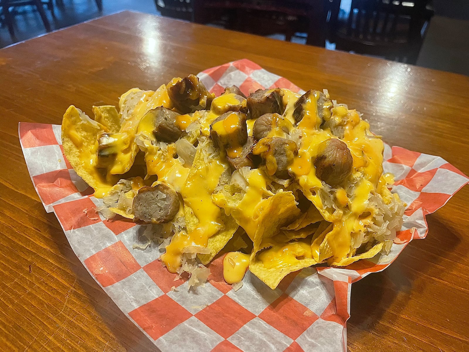 Bock Family Brewing is located at 8150 Washington Village Dr., just off of State Route 725 in Washington Twp. Pictured are the brewery's German Nachos. NATALIE JONES/STAFF