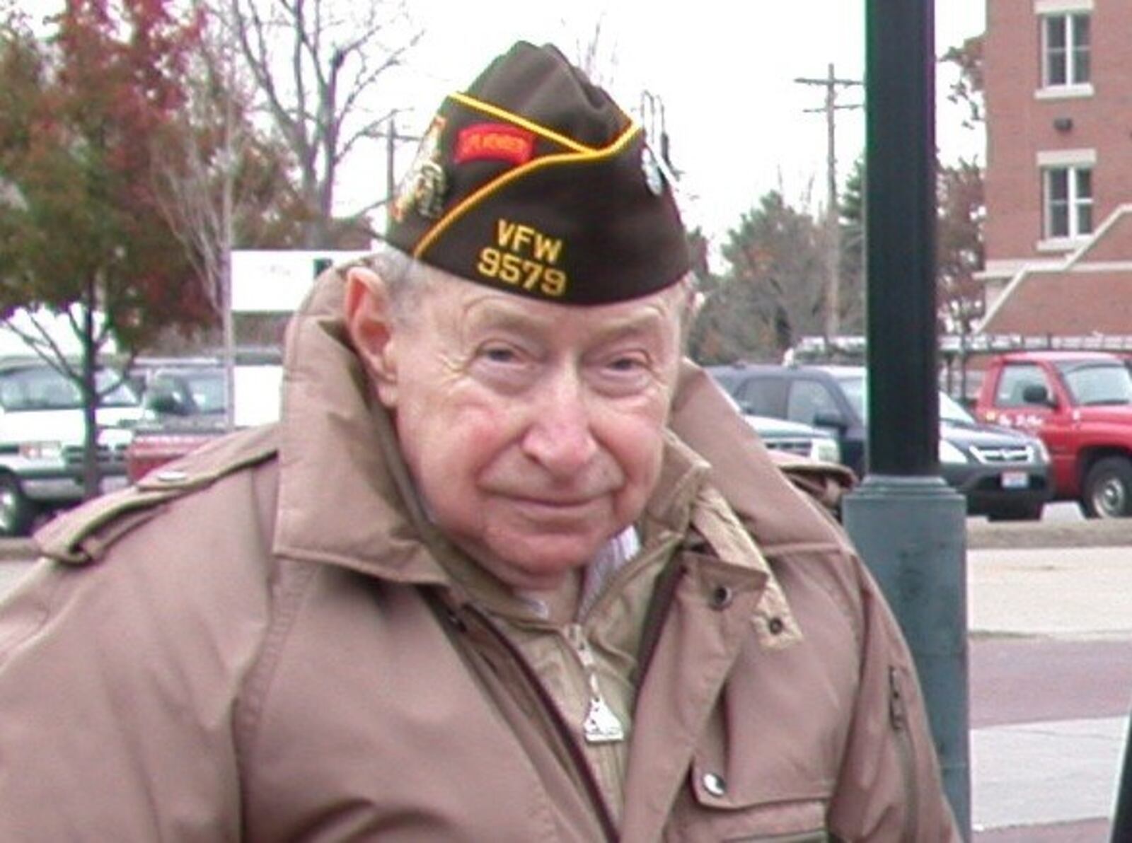 Among those assembled for the Veterans Day ceremony Uptown Tuesday, Nov. 11, 2008 was Pearl Harbor survivor Wayne Martin. Staff Photo by Rachael Reed