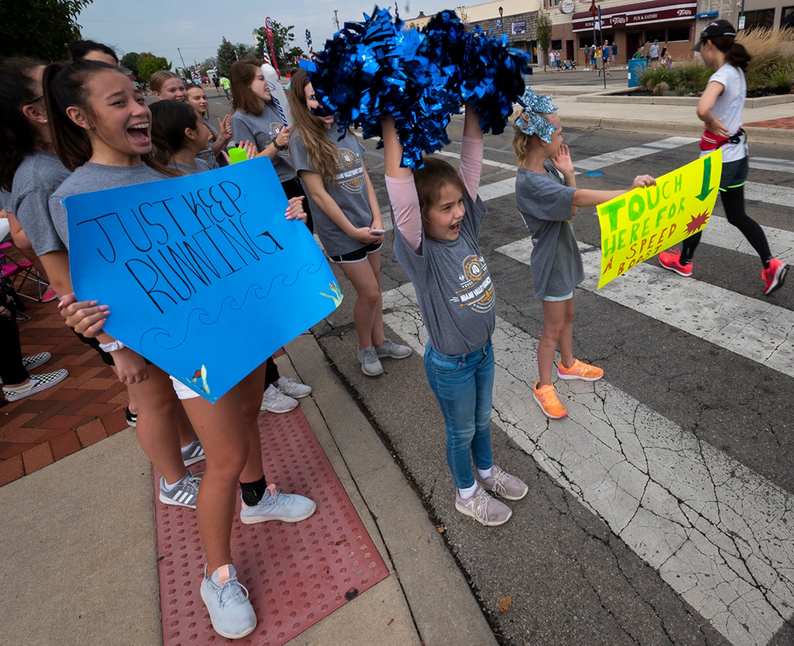 Spectators can view and cheer on their favorite runners between mile 14 and 15 of the full marathon at the Fairborn Fly Zone in downtown Fairborn. U.S. AIR FORCE PHOTO