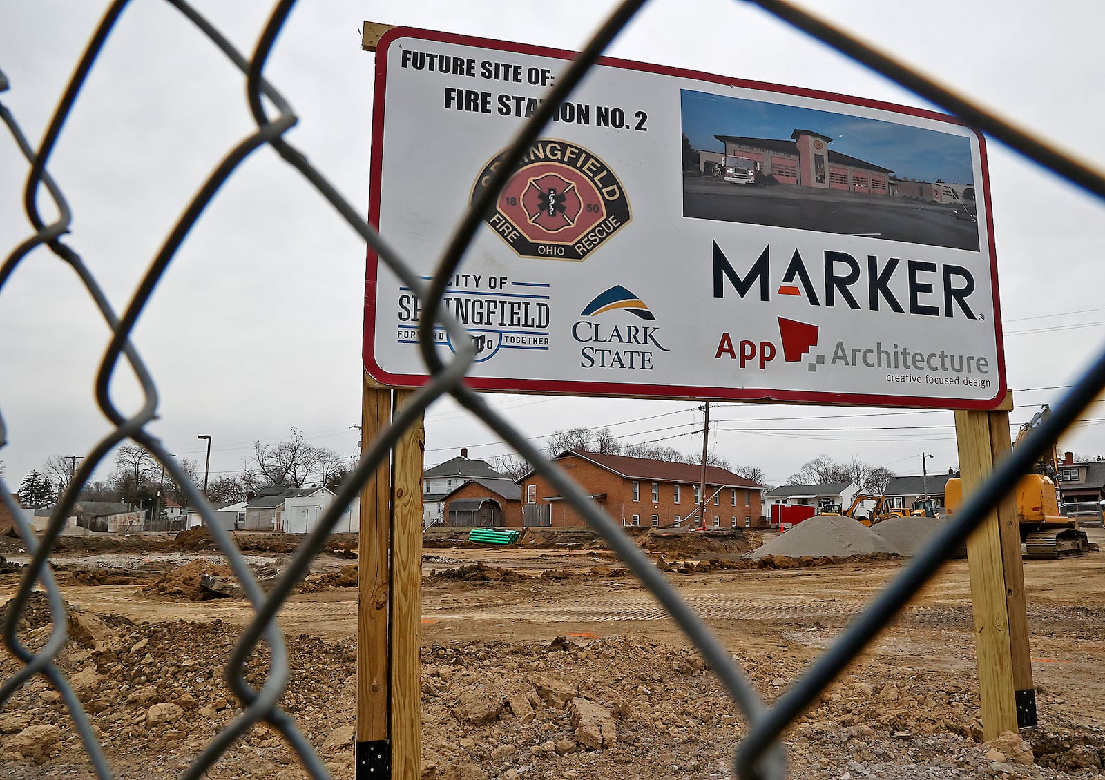 Crews are still working to get the site ready for the Springfield Fire Division's new Station No. 2 on South Limestonw Street Tuesday, Feb. 14, 2023. The new station is projected to be completed by November or December of this year. It is one of four new fire stations being built in Springfield. BILL LACKEY/STAFF