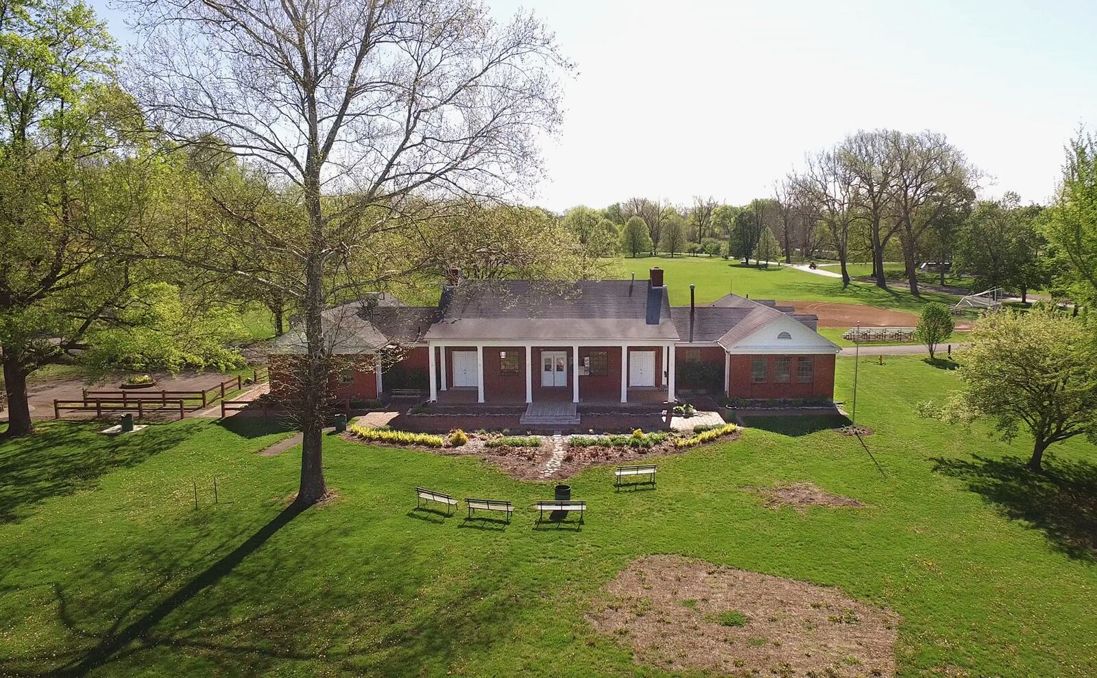 The former Snyder Park Golf Course Clubhouse, built in 1937, is still part of the park.  Three years after the course closed, the National Trail Parks and Recreation District has transformed some of the former course.    TY GREENLEES / STAFF