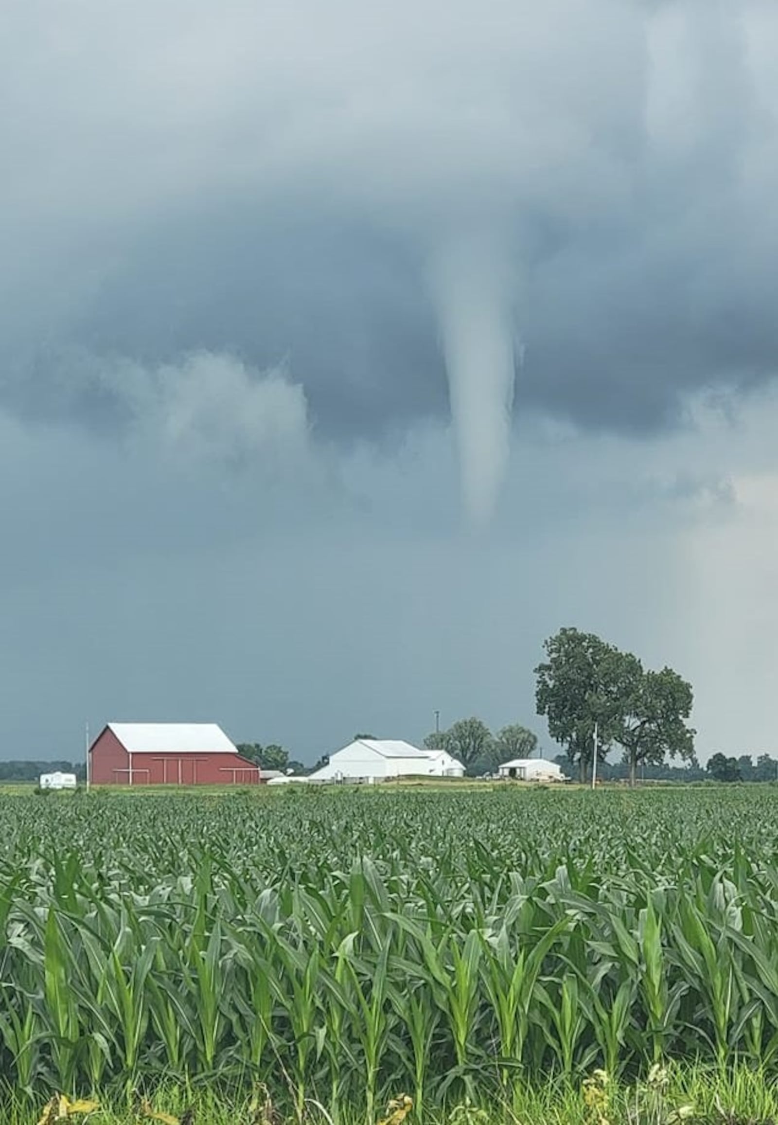 Residents in Clark and Champaign counties took photos and videos of a funnel cloud Monday night, July 3, 2023. This image was taken by Amanda Eckart in the area of Ballentine Pike in German Twp. The National Weather Service said the funnel cloud never touched down. AMANDA ECKART/CONTRIBUTED