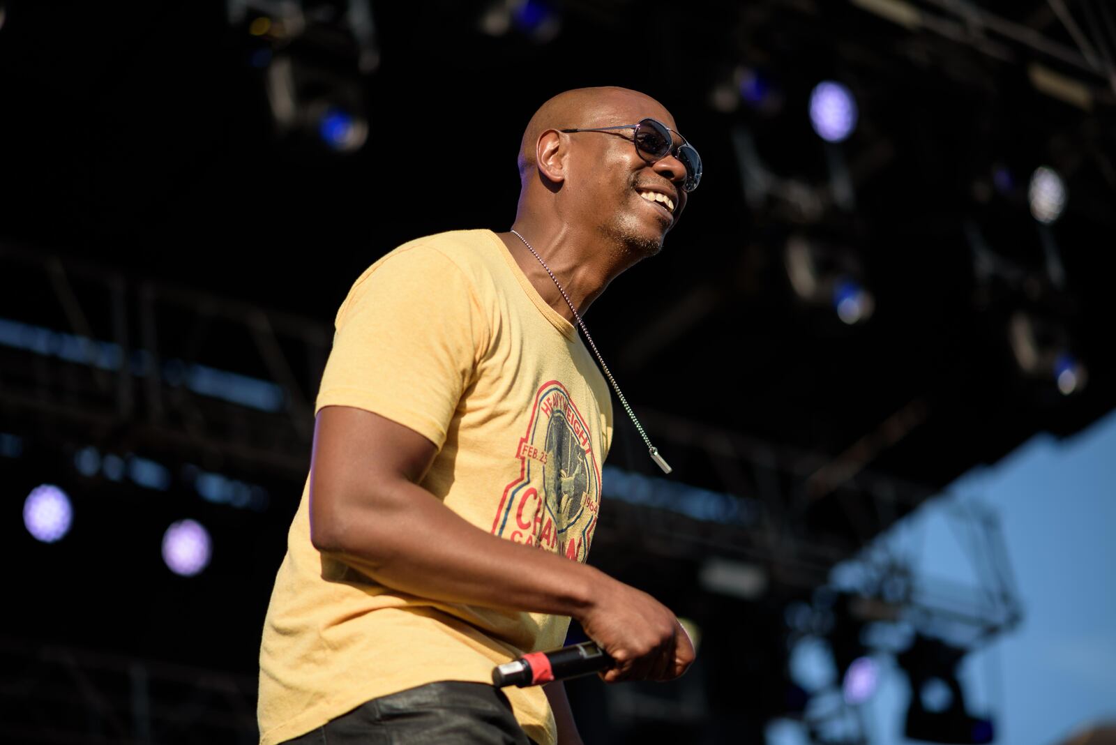 Dave Chappelle hosted the Gem City Shine benefit concert in Dayton's Oregon District on Sunday, Aug. 25, 2019.  Stevie Wonder, Chance the Rapper, Thundercat and Teyana Taylor were among the performers and there were also appearances made by Jon Stewart, Chris Rock, Fonzworth Bentley and more. TOM GILLIAM / CONTRIBUTING PHOTOGRAPHER