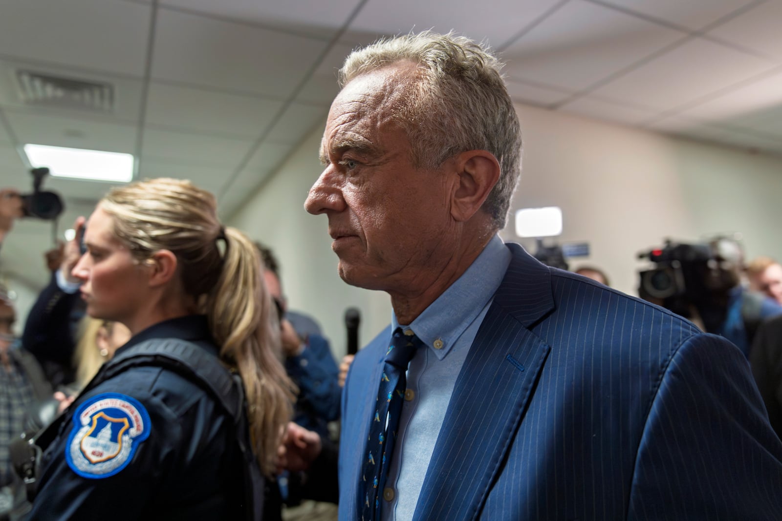 Robert F. Kennedy Jr., President-elect Donald Trump's nominee to be secretary of Health and Human Services, arrives to meet with Sen. Markwayne Mullin, R-Okla., a member of the Senate Committee on Health, Education, Labor, and Pensions, at the Capitol in Washington, Monday, Dec. 16, 2024. (AP Photo/J. Scott Applewhite)