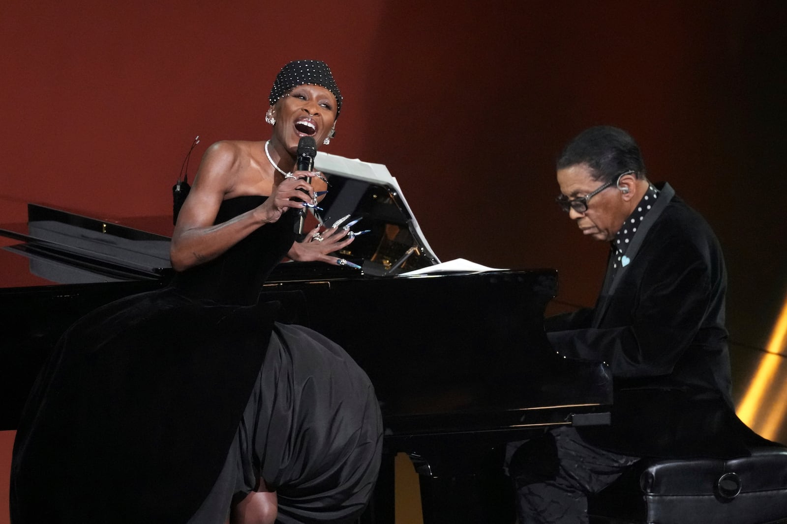 Cynthia Erivo, left, and Herbie Hancock perform 'In Other Words' during the 67th annual Grammy Awards on Sunday, Feb. 2, 2025, in Los Angeles. (AP Photo/Chris Pizzello)