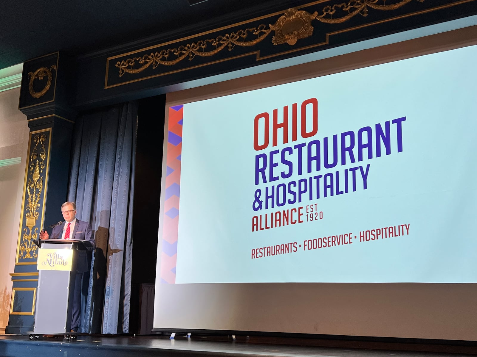 Ohio Restaurant and Hospitality Alliance Awards: President and CEO John Barker introduces a new name and brand. ALEXIS LARSEN