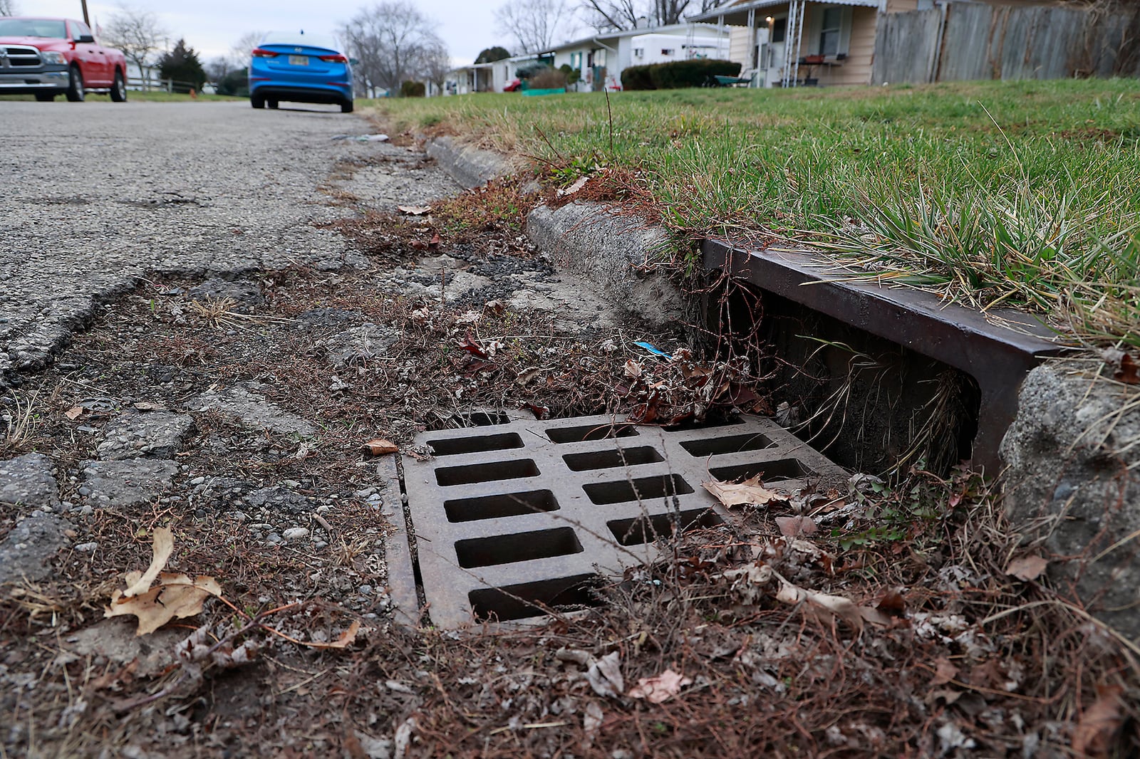 One of the storm drains along Fenwick Avenue in New Carlisle Friday, Dec. 9, 2022. BILL LACKEY/STAFF