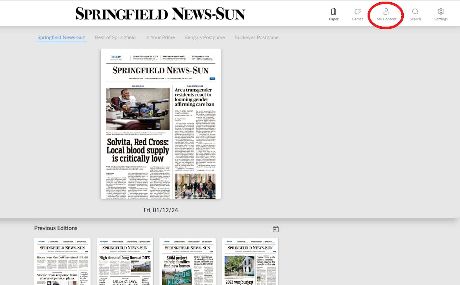 The My Content section within the ePaper is where you can access your bookmarks and copies of your downloads.